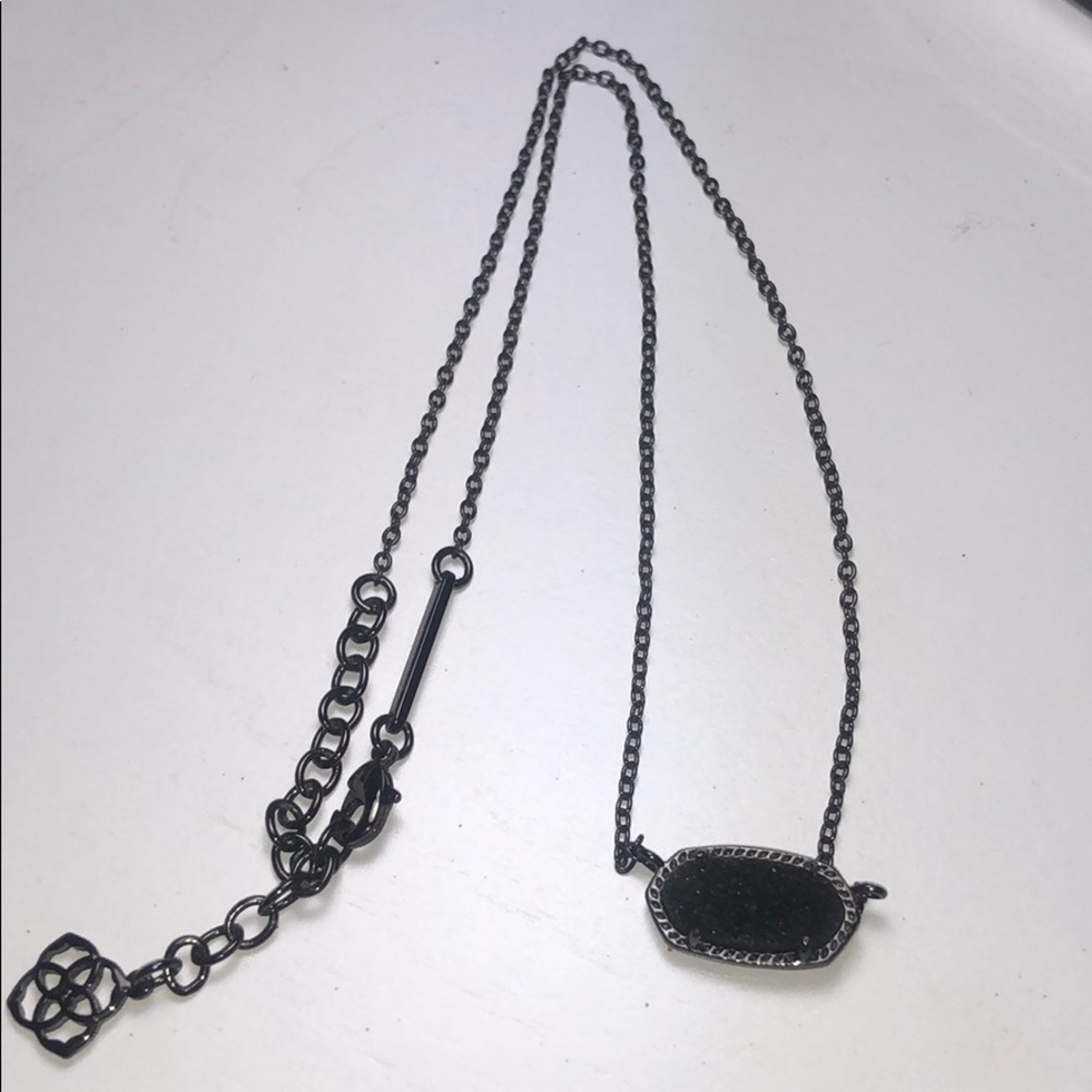 Kendra Scott Elisa Pendant Necklace in Black Drusy